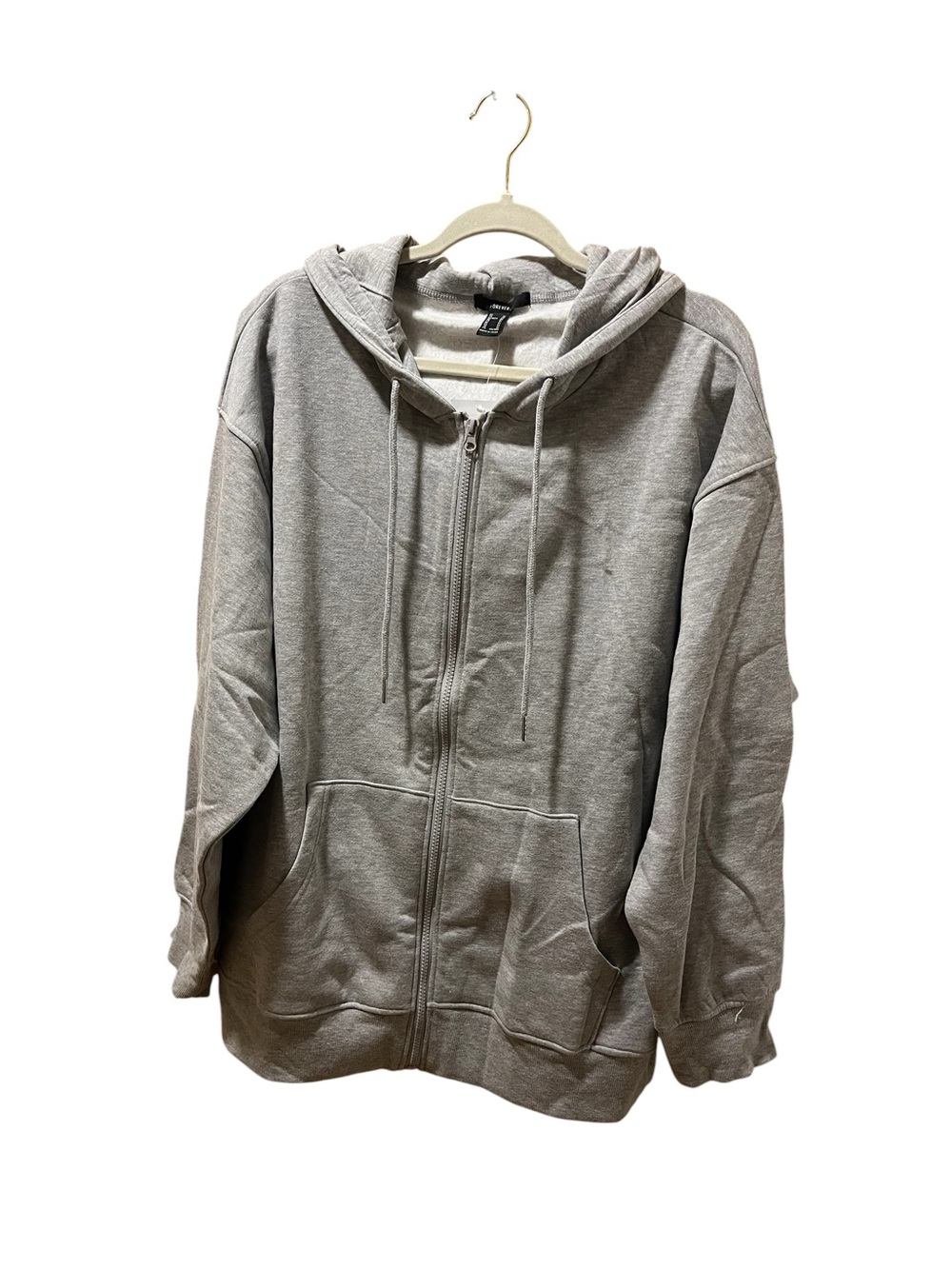 Forever 21 Light Heather Gray Hooded Zip Sweatshirt